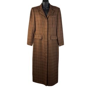 Vtg Cynthia Howie for Maggy Boutique Womens Sz 10 Brown Windowpane Coat Dress